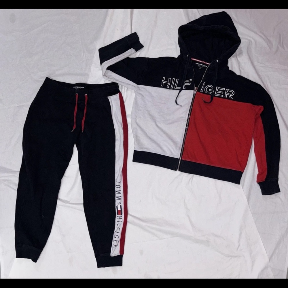 Tommy Hilfiger Sport Y2K 2PC Set Hoodie SZ.L Joggers SZ.M  Color Block Spellout